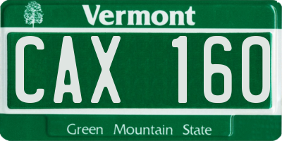 VT license plate CAX160