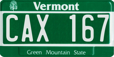 VT license plate CAX167