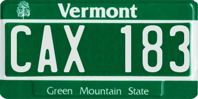 VT license plate CAX183