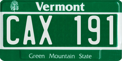 VT license plate CAX191