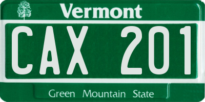 VT license plate CAX201