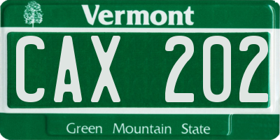 VT license plate CAX202