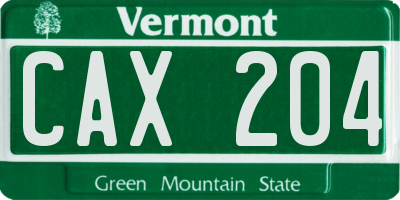 VT license plate CAX204