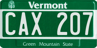 VT license plate CAX207