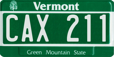 VT license plate CAX211
