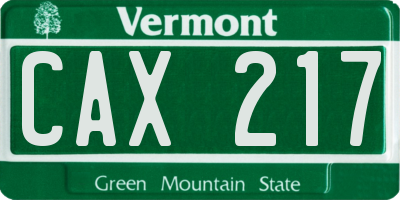 VT license plate CAX217