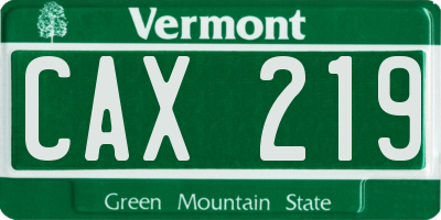 VT license plate CAX219