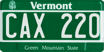 VT license plate CAX220