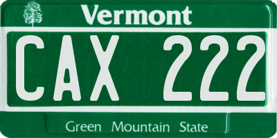 VT license plate CAX222