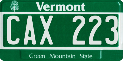 VT license plate CAX223
