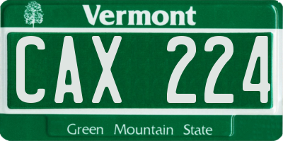 VT license plate CAX224
