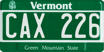 VT license plate CAX226