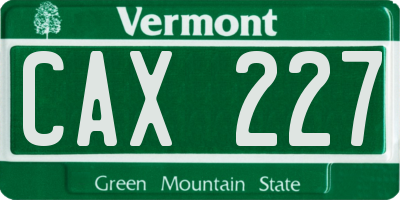 VT license plate CAX227