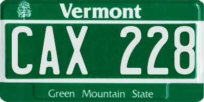 VT license plate CAX228