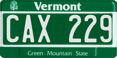 VT license plate CAX229