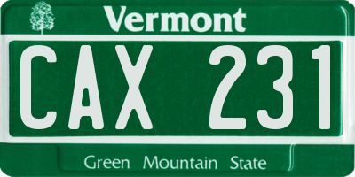 VT license plate CAX231