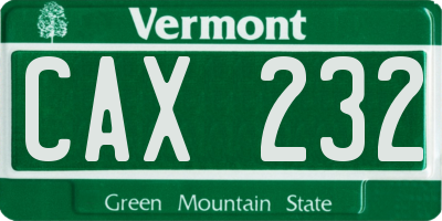 VT license plate CAX232