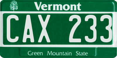 VT license plate CAX233