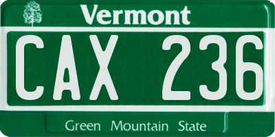 VT license plate CAX236