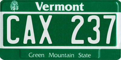 VT license plate CAX237