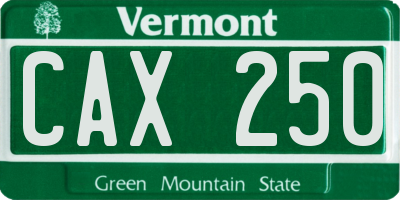 VT license plate CAX250
