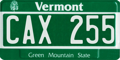 VT license plate CAX255