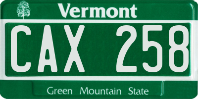VT license plate CAX258