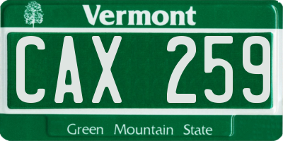 VT license plate CAX259