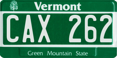 VT license plate CAX262