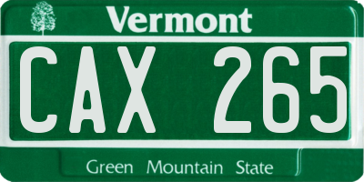 VT license plate CAX265