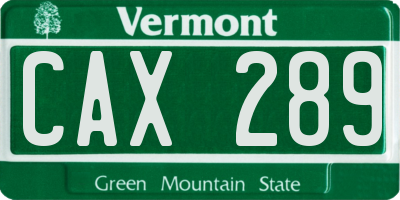 VT license plate CAX289