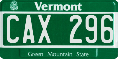 VT license plate CAX296