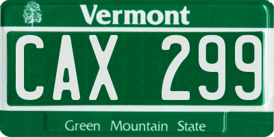 VT license plate CAX299