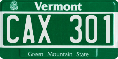 VT license plate CAX301