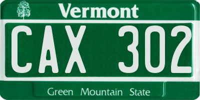 VT license plate CAX302