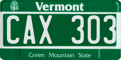 VT license plate CAX303