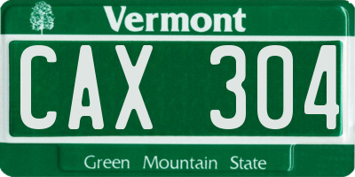 VT license plate CAX304
