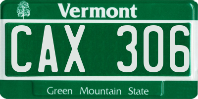 VT license plate CAX306
