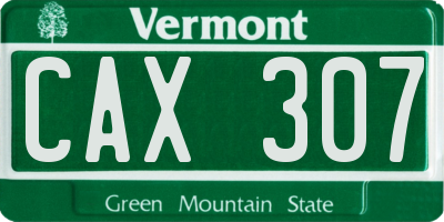 VT license plate CAX307