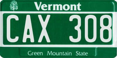 VT license plate CAX308