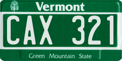 VT license plate CAX321
