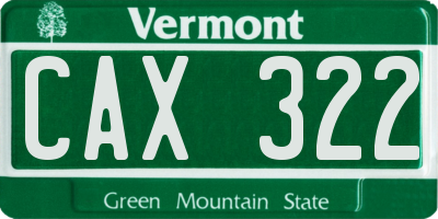 VT license plate CAX322