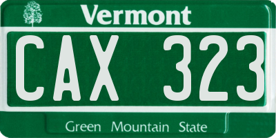 VT license plate CAX323