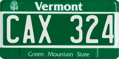 VT license plate CAX324