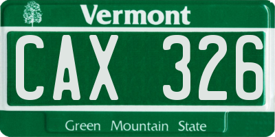 VT license plate CAX326