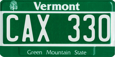 VT license plate CAX330
