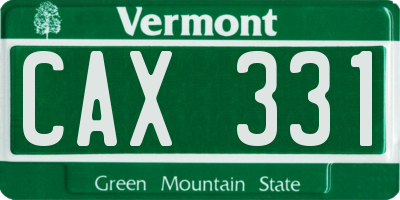 VT license plate CAX331