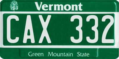 VT license plate CAX332