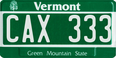 VT license plate CAX333