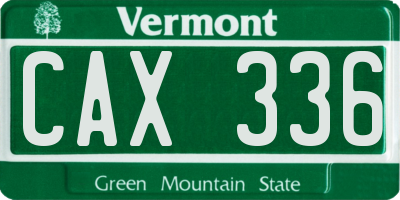 VT license plate CAX336